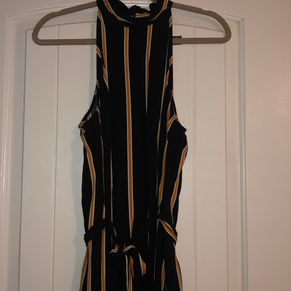 Black striped orange and white dress